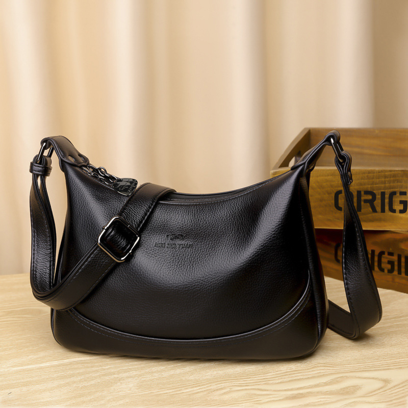 Women's bag 2024 new pu soft leather messenger bag large capacity middle-aged ladies shoulder bag simple casual small square bag - Image 2
