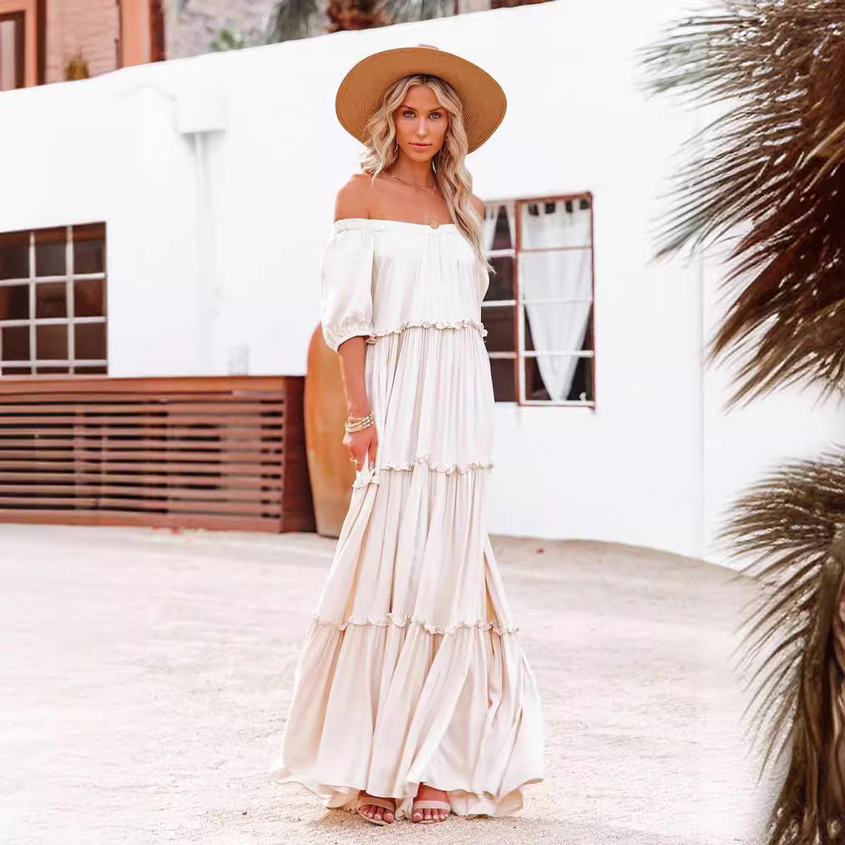 European and American cross-border spring/summer new style elegant commuter plus-size French long dress, off-shoulder fairy fashion dress - Image 5