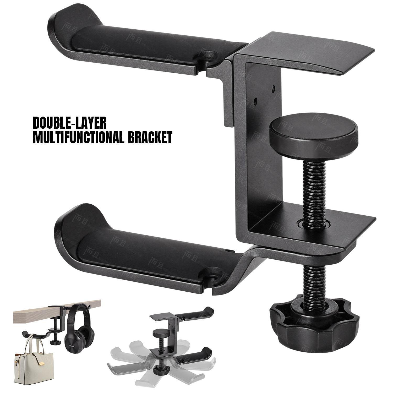 Universal Headphone Stand, Over-ear Metal Headphone Holder, Aluminum Alloy Desktop Hanging Clip, Double-layer Headphone Hanger, Headphone Stand - Image 3