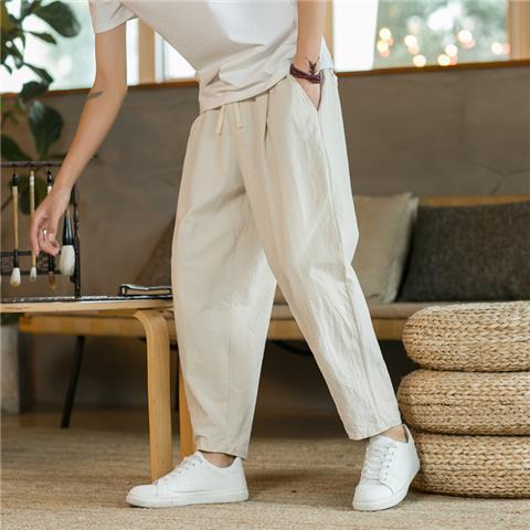 Nine-point trousers men's summer thin cotton and linen trousers loose straight large size casual trousers Chinese style men's trousers cotton and linen trousers - Image 6