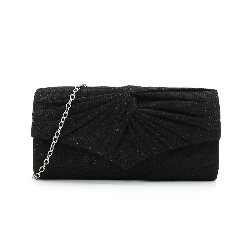 Factory cross-border European and American crossbody evening bag pleated lace women's bag solid color Clutch handbag chain evening makeup bag - Image 4