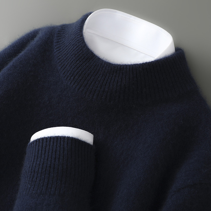 Men's high-neck, thick, loose-fitting pullover sweater/knitwear base layer. - Image 15