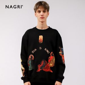 NAGRI round neck sweater 21ss autumn new style fried street pullover loose all-match tide brand male couple
