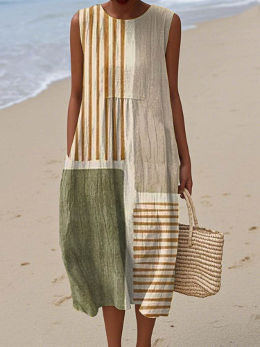 2025 European and American spring and summer new sleeveless casual printed temperament long dress slim small fresh casual dress - Image 45