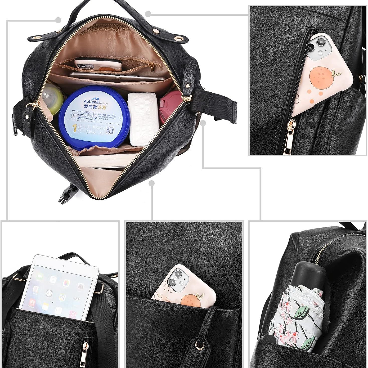 New folding mummy bag with large capacity, multi-function, leisure, fashion, waterproof, outdoor mother and baby bag - Image 7