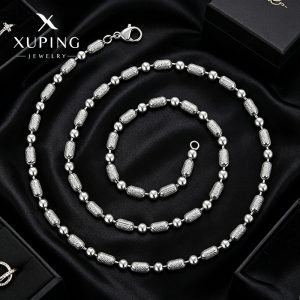 Xuping Jewelry Fashionable and Simple Round Bead Chain, Copper Alloy Plated White, Unisex, European and American Cross-border Plain Chain, Wholesale