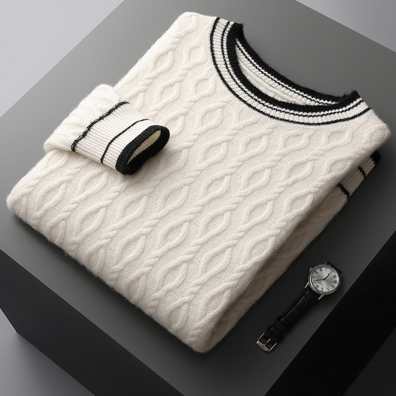 Men's casual thick round neck bottoming sweater new fashion wool bottoming sweater warm solid color men's clothing wholesale - Image 6