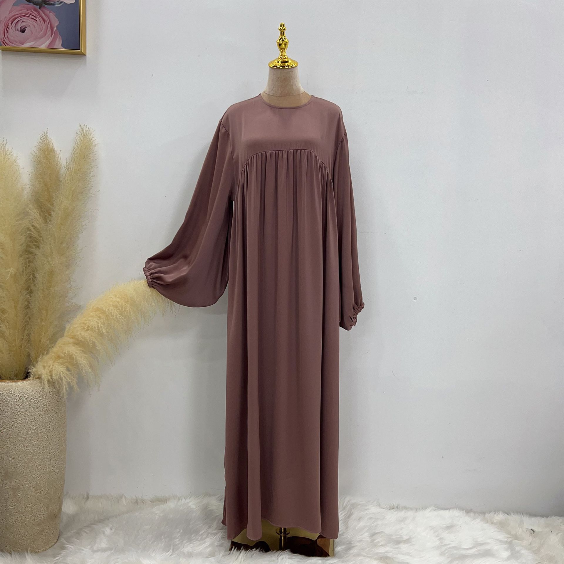 2023 Loriya AliExpress Amazon Swing Solid Color Loose Comfortable Robe Dress LR592 - Image 7