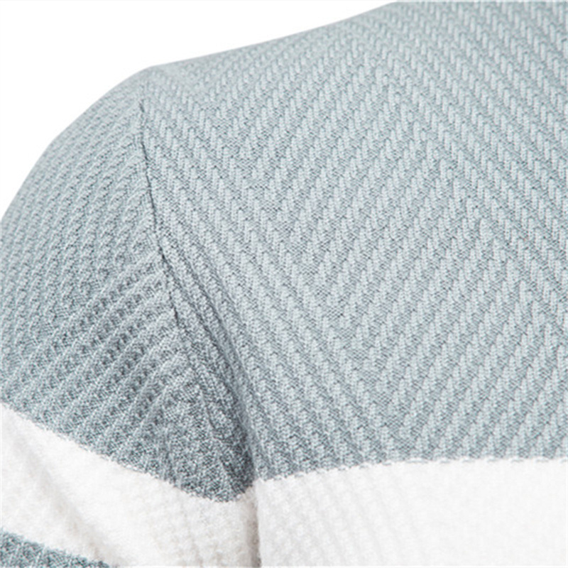 Spot autumn and winter men's wear off day striped men's sweater pullover color matching v-neck thick bottoming knitted sweater - Image 3