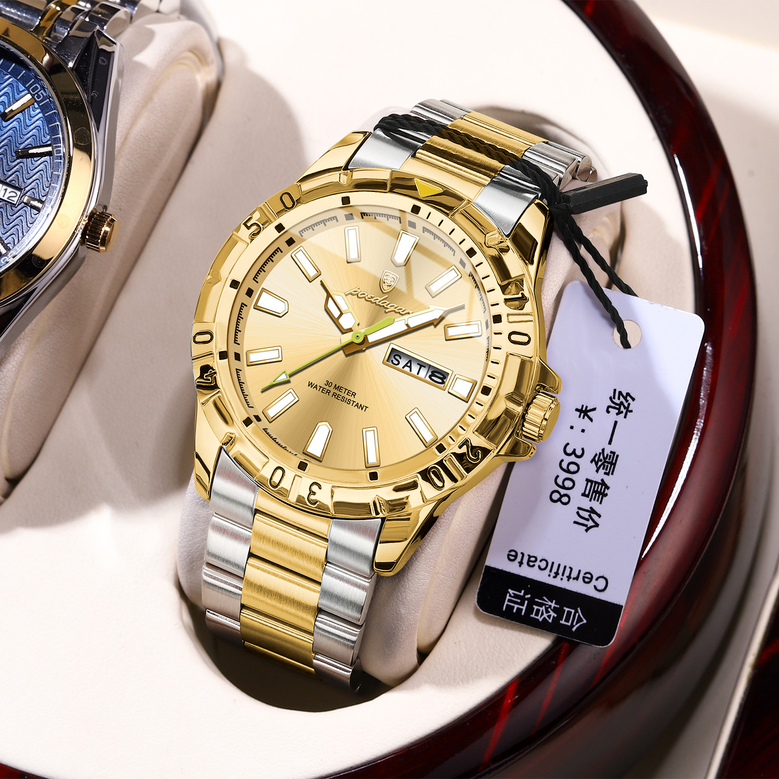 Swiss brand's new luxury men's watch, a super luminous quartz wristwatch, is a hot-selling item for live streaming and export, available for dropshipping.