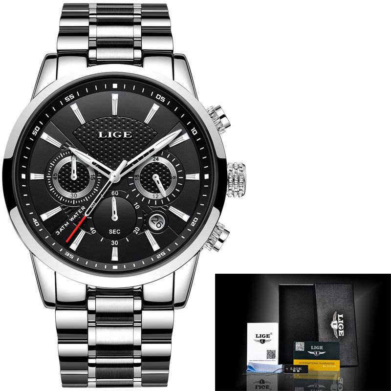 New LIGE 9866 men's sports quartz watch waterproof steel belt binocular multifunctional watch business watch - Image 11