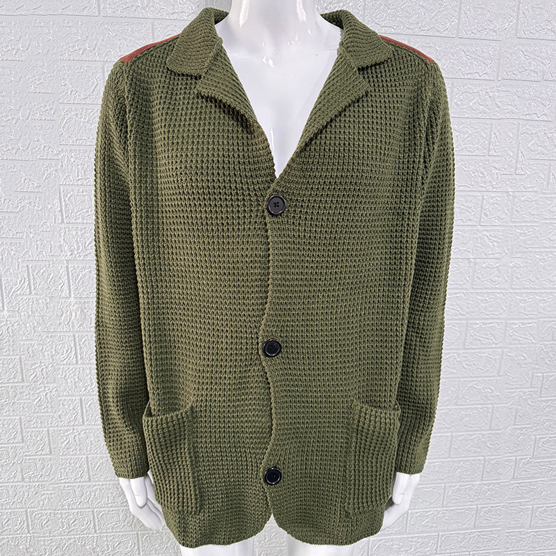 2025 Autumn/Winter New Slim Fit Cardigan with Lapel Collar, Long Sleeve, Knitted Outerwear, Cross-border European and American Plus Size Men's Sweater - Image 12