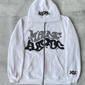 2023 European and American street trend Y2K gothic punk hip-hop fashion zipper hoodie