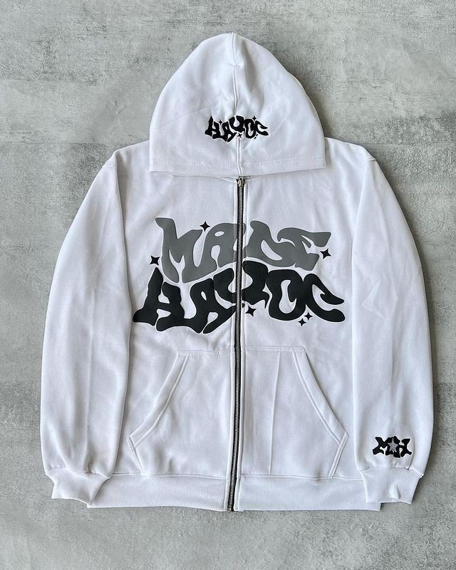 2023 European and American street trend Y2K gothic punk hip-hop fashion zipper hoodie
