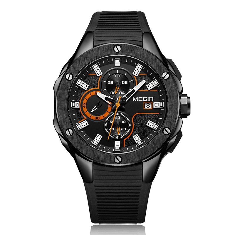 MEGIR cross-border explosive multifunctional fashion silicone strap sports quartz watch men's waterproof luminous wholesale watch - Image 8