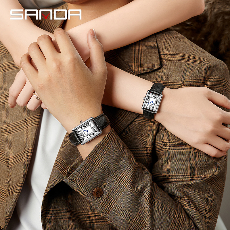 Sanda new Roman scale couple quartz watch belt fashion trend waterproof simple creative quartz men and women watch - Image 3
