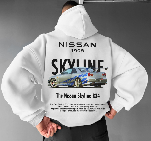 StreetcarHoodiePrintsMen Car Print Trendy Hoodie Loose Casual Versatile Hoodie - Image 25