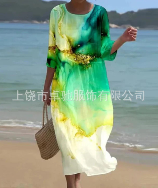 Women's Printed Long-Sleeve Dress - Image 29