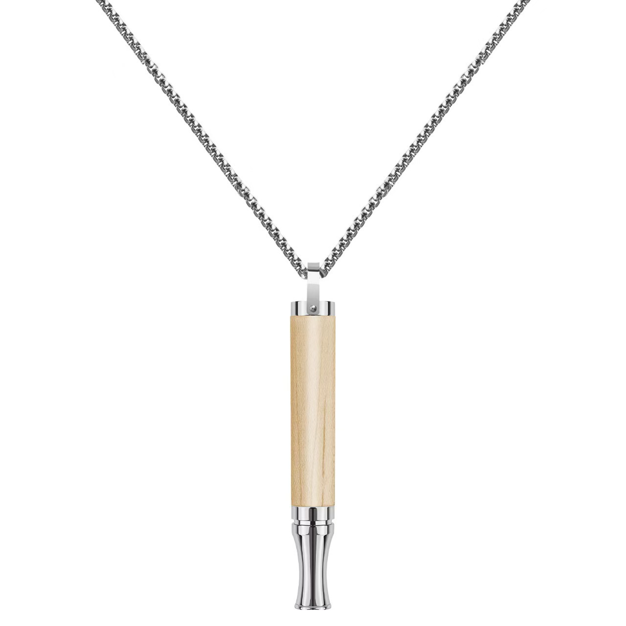 Cross-border solid wood whistle necklace for quitting smoking, meditation mindfulness whistle, titanium steel necklace for regulating breathing and relieving stress. - Image 7