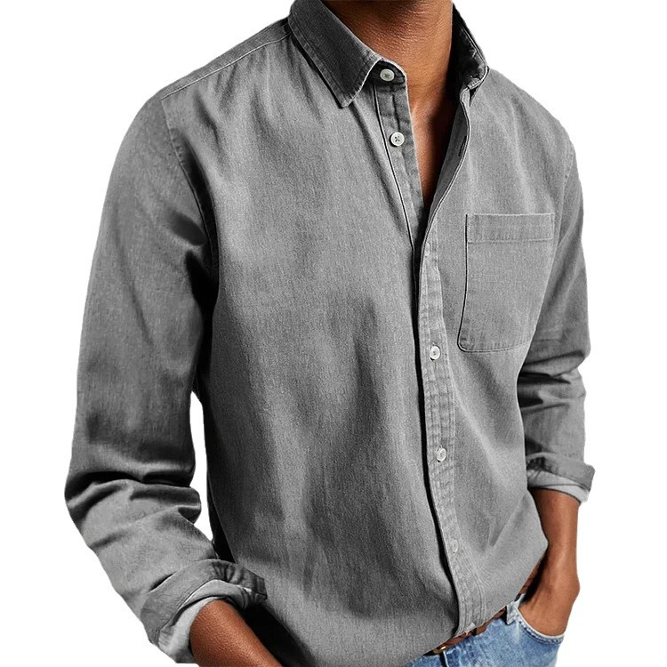 2024 Cross-border Foreign Trade E-commerce New Amazon Independent Station Men's Shirt New Long Sleeve Lapel Men's Shirt - Image 5