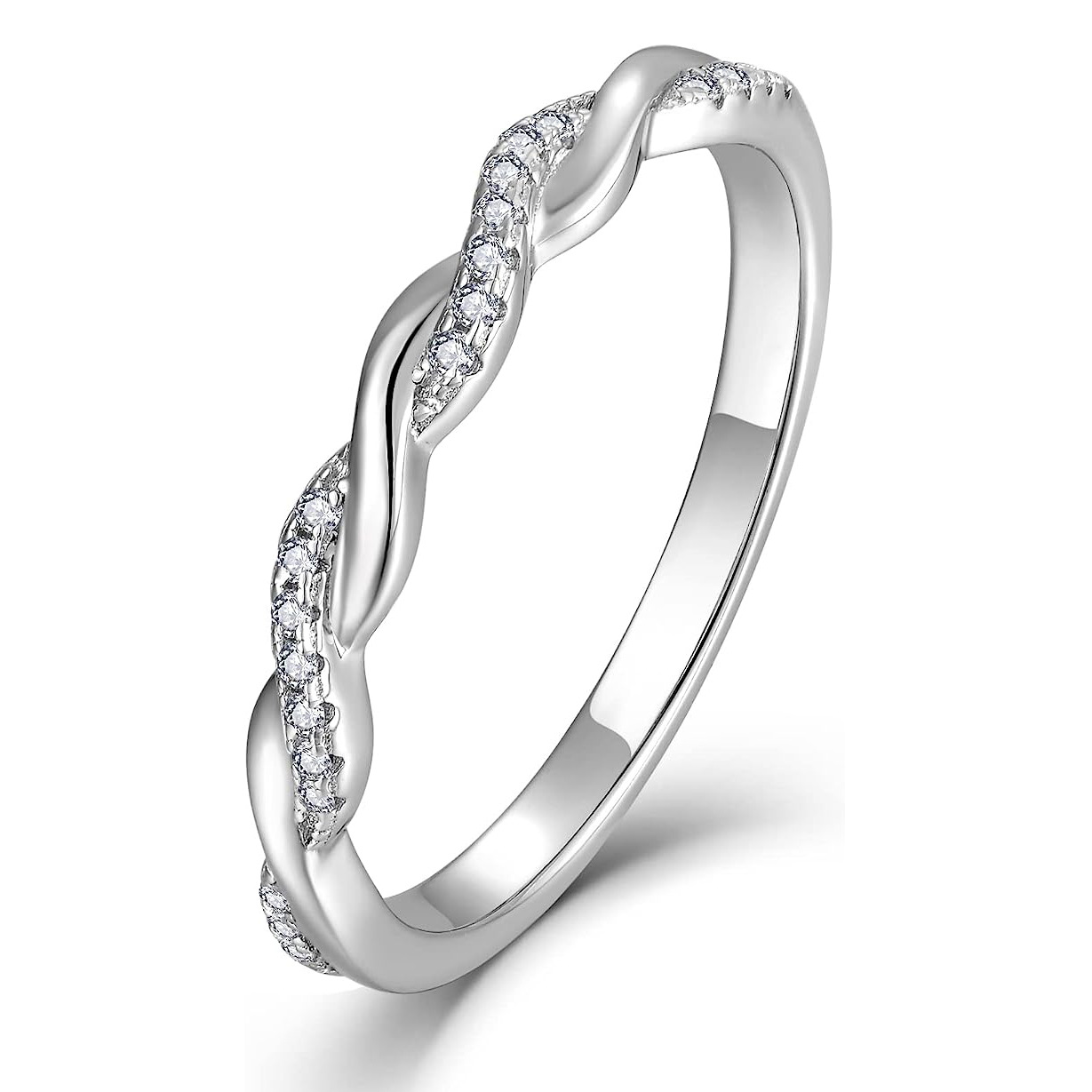 S925 Sterling Silver Braided Ring for Women, European and American Style, Simple Möbius Style, Index Finger Ring, Pinky Finger Jewelry Accessories - Image 2