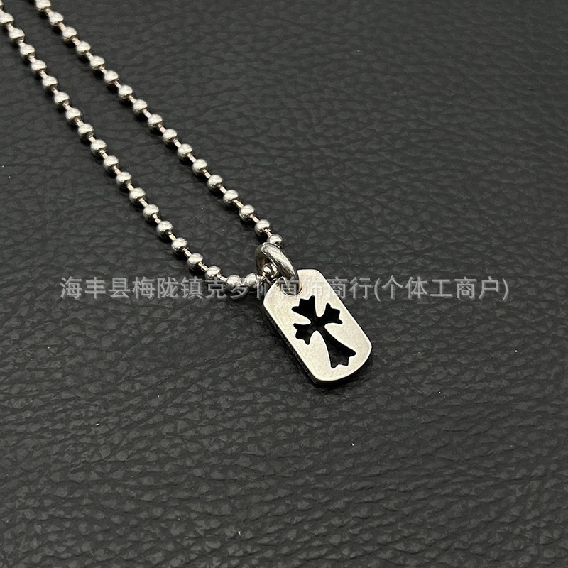 CH Croxin Mini Military Tag Necklace, Vintage Style, Fully Rhinestone Openwork Cross Tag Necklace, European and American Hip Hop Style, Unisex - Image 8