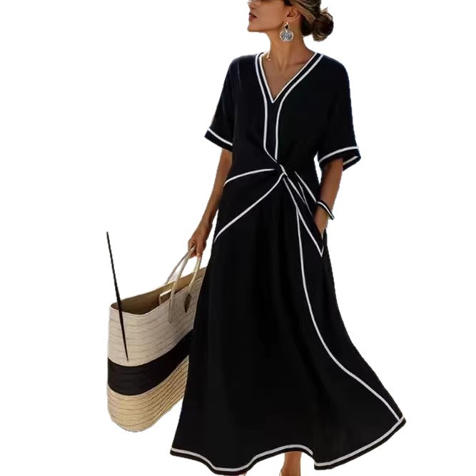 Independent website's new summer European and American style Bohemian elegant dress, cross-border style commuter long dress - Image 5