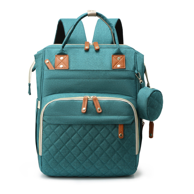 Cross-border classic mommy bag embellished with small coin purse multi-function USB charging mother and baby bag light solid color mommy bag - Image 16