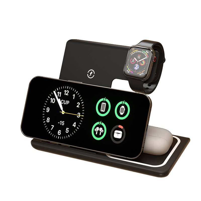 New wireless charger 3 in 1 fast charging stand foldable for Qi mobile phone earphone watch - Image 4
