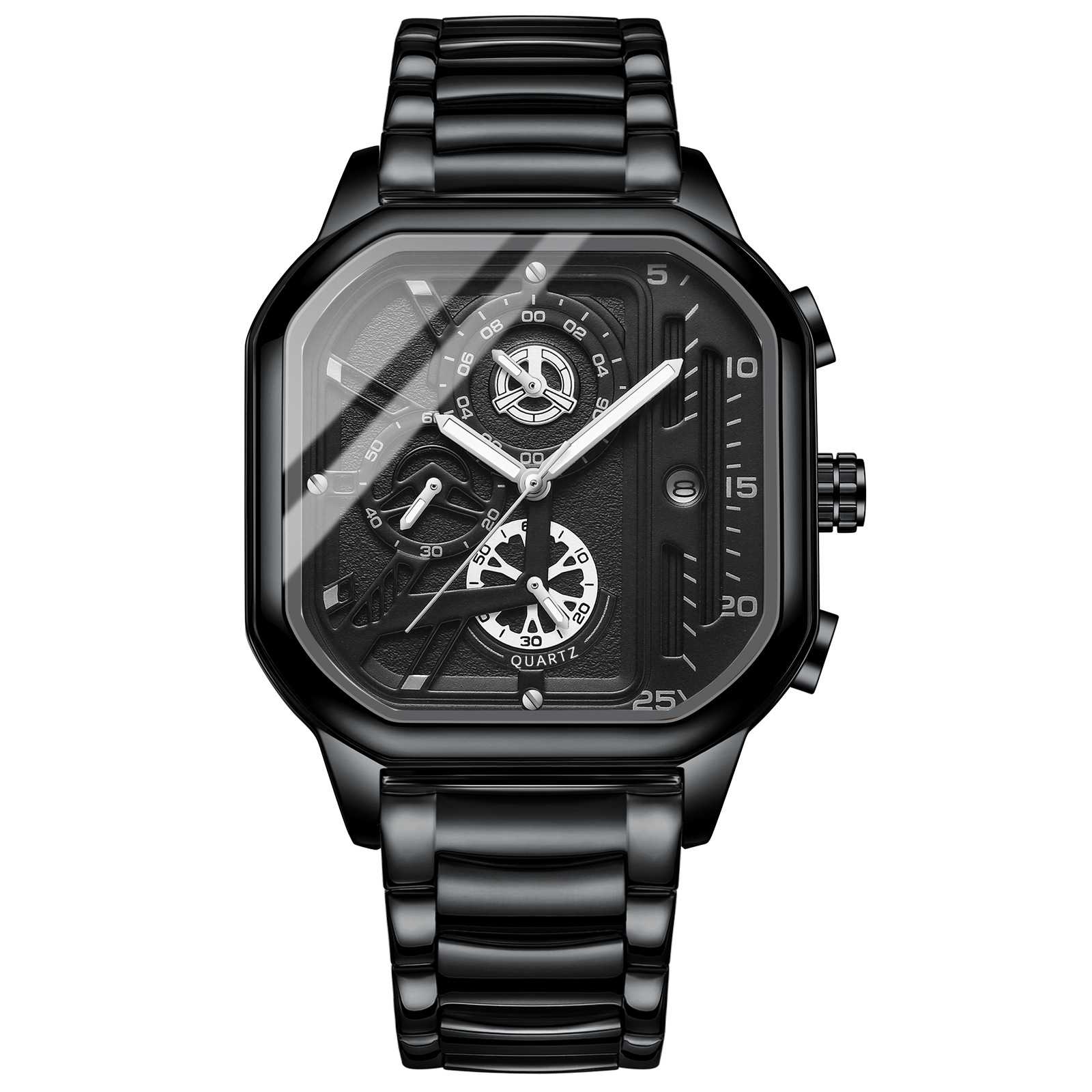 2022 New Black Warrior Square Men's Watch Authentic Student Light Luxury Non-Mechanical Quartz Watch Cross-Border Live Broadcast - Image 4