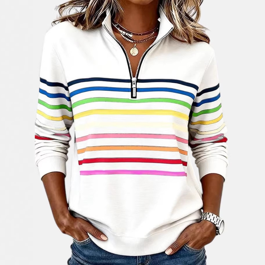 2026 Foreign Trade Cross-Border European and American Independent Website Amazon Autumn/Winter Half-Zip Hoodie 3D Digital Print Women's Top - Image 4