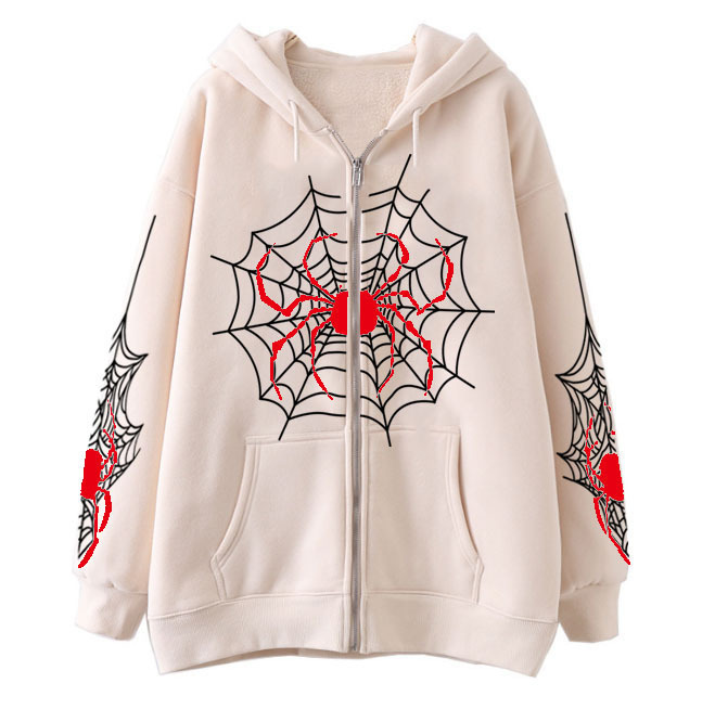Cross-border youth spider web metal zipper sweatshirt street trend spring and autumn hoodie American retro casual jacket for men - Image 7