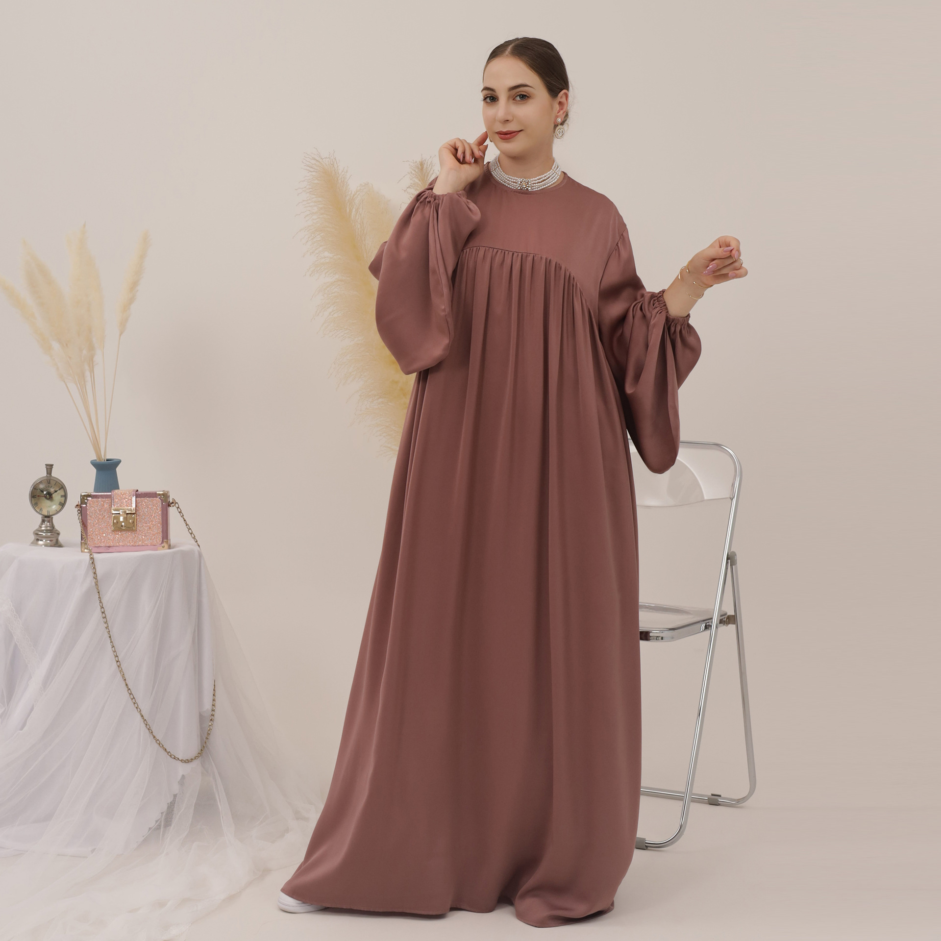 2023 Loriya AliExpress Amazon Swing Solid Color Loose Comfortable Robe Dress LR592 - Image 14