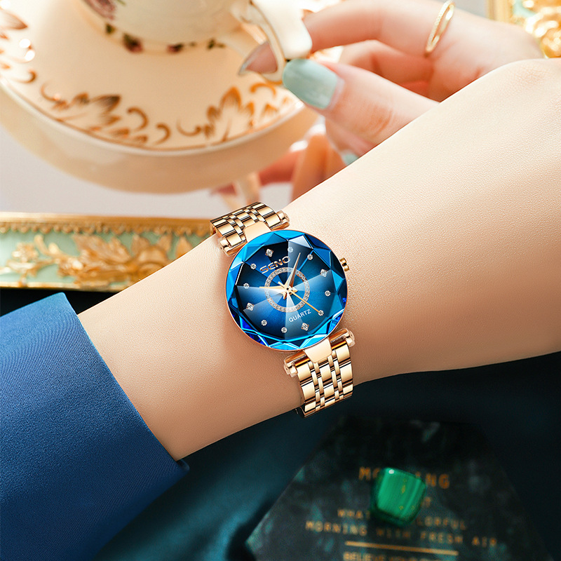 Douyin's new Ocean Star steel belt women's watch live broadcast multi-angular gradient glass diamond-encrusted fashion watch - Image 4