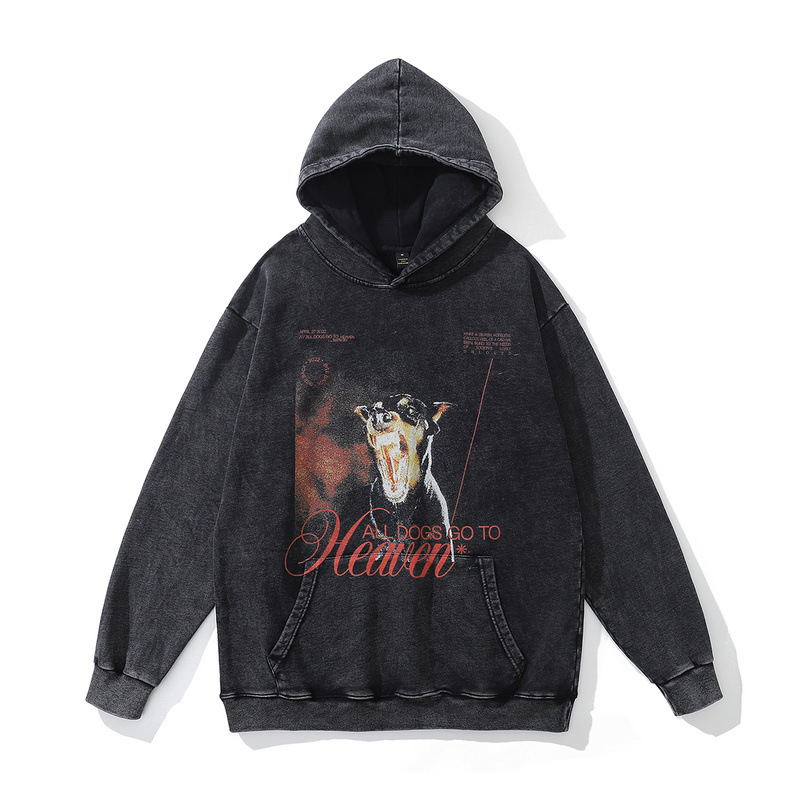 TKPA original American hiphop hip-hop old washed hooded sweater men's and women's street country tide brand loose jacket