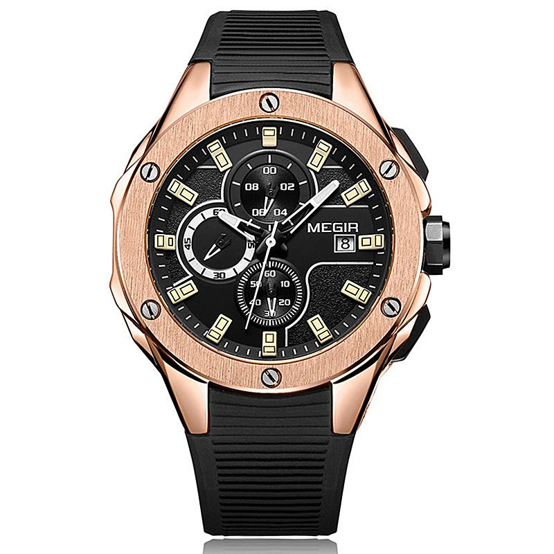 MEGIR cross-border explosive multifunctional fashion silicone strap sports quartz watch men's waterproof luminous wholesale watch - Image 6