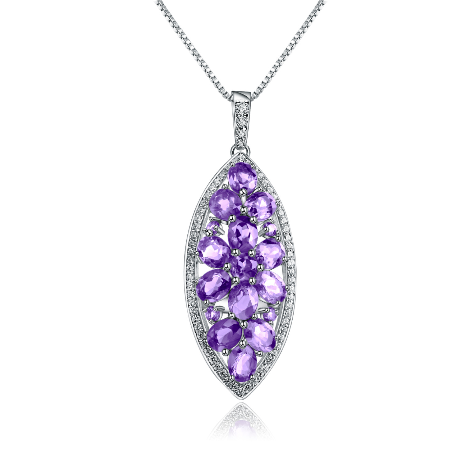 Luxury and sophisticated natural amethyst pendant, European and American style fashion design, S925 sterling silver gemstone necklace pendant - Image 6