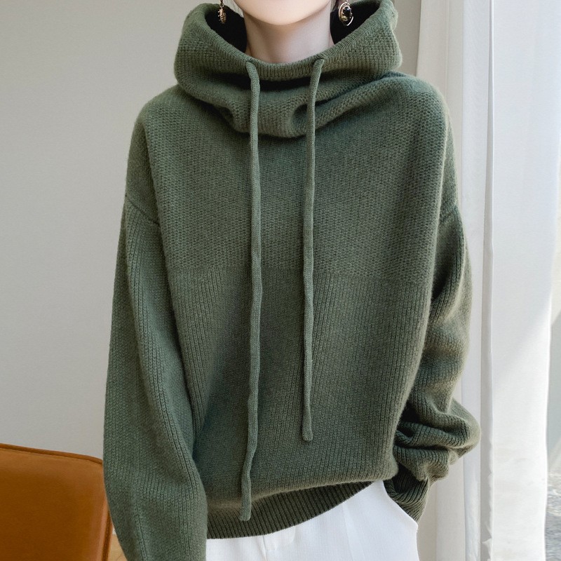 Cross-border European goods pile collar thickened sweater women 2024 autumn and winter new lazy style all-match long-sleeved knitted sweater women - Image 12