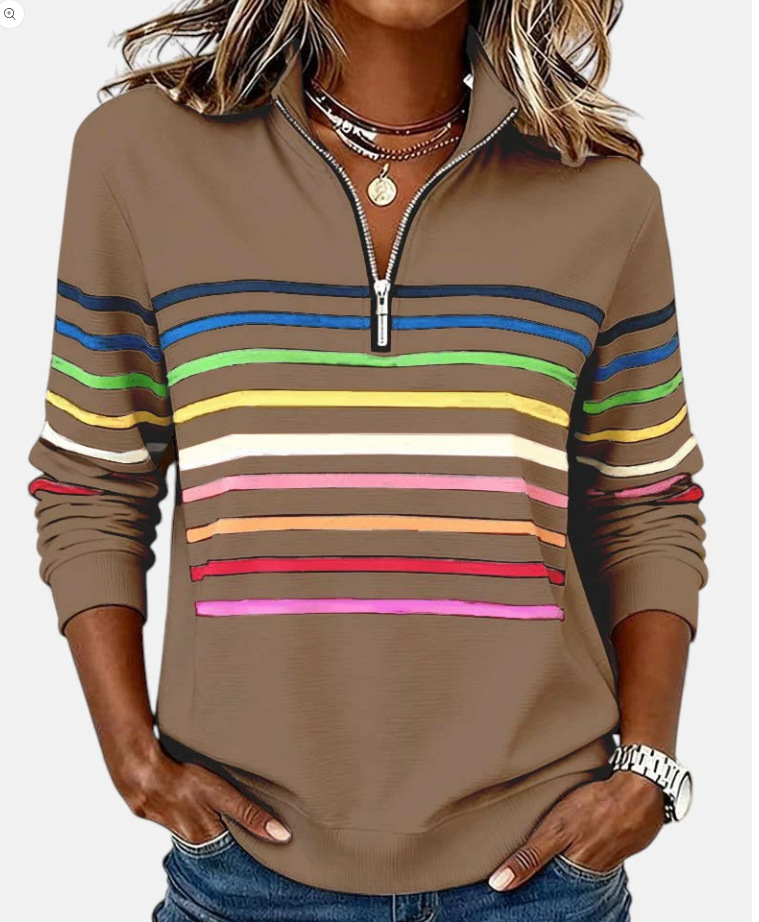 2026 Foreign Trade Cross-Border European and American Independent Website Amazon Autumn/Winter Half-Zip Hoodie 3D Digital Print Women's Top - Image 8