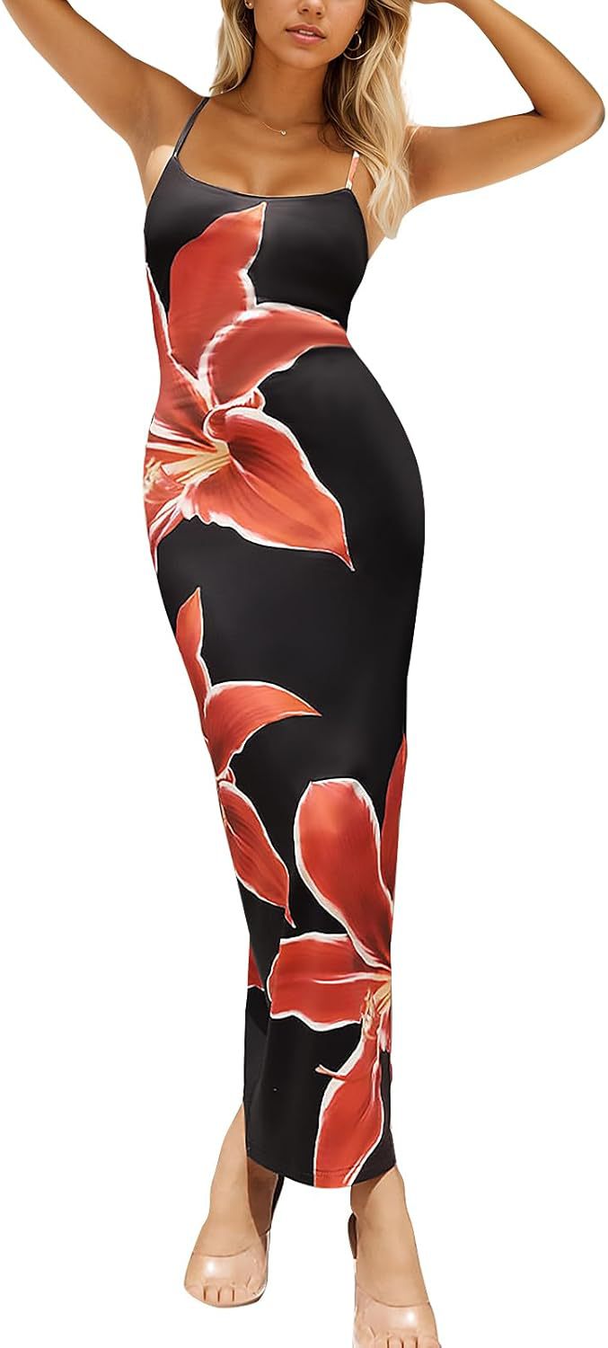 2025 autumn new elegant temperament tight low-cut contrast color rose print design one-step suspender dress - Image 7