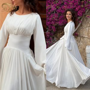 2026 Loriya Elegant Solid Color Long-Sleeved High-Quality Double-Layer Fitted Waist Dress LR1330