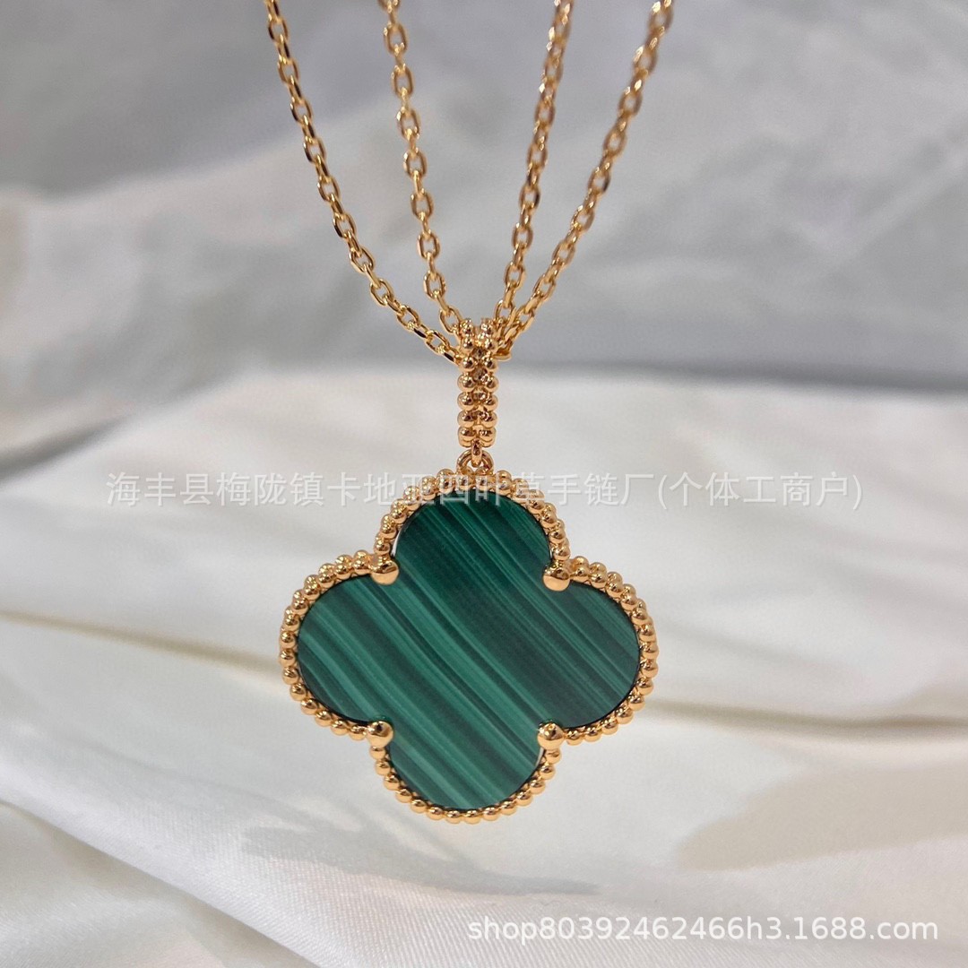 Vanke high-end four-leaf clover necklace for women, thickly plated with 18k rose gold and red agate, CNC engraving craftsmanship. - Image 20