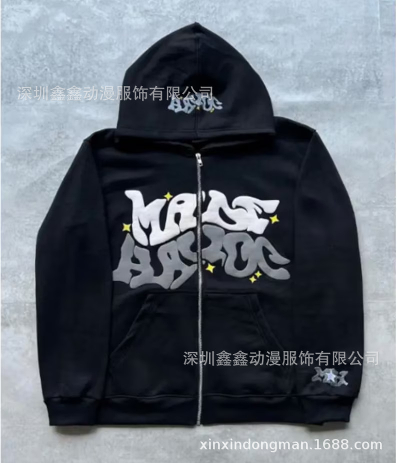 2023 European and American street trend Y2K gothic punk hip-hop fashion zipper hoodie - Image 7