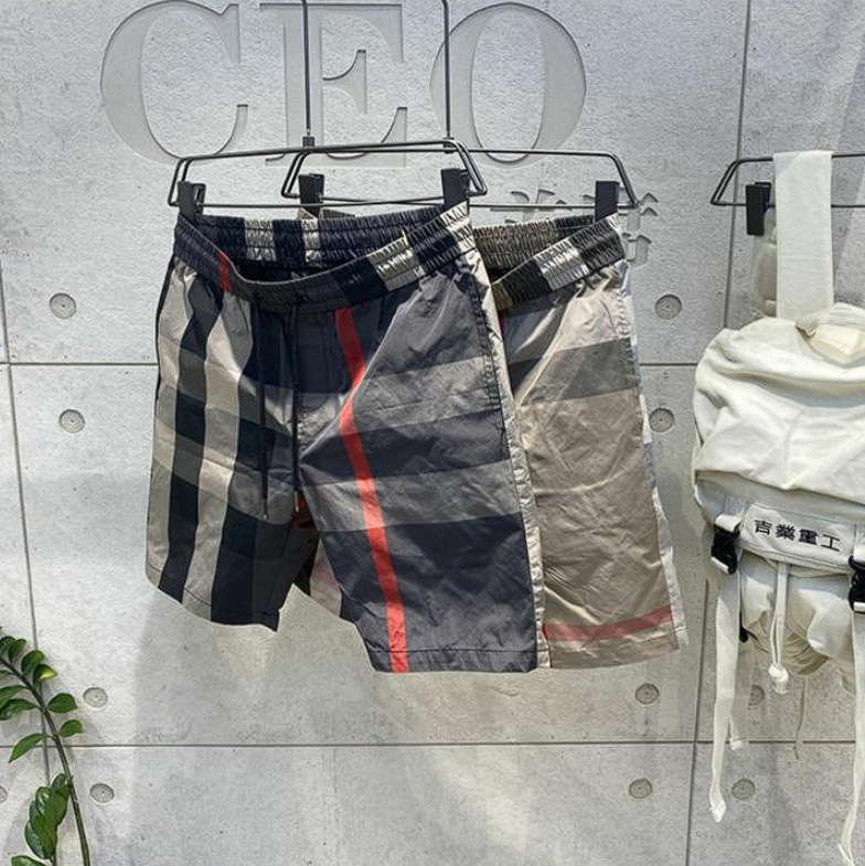 New summer men's shorts beach pants sports casual shorts simple digital printing workwear plaid pants men - Image 3