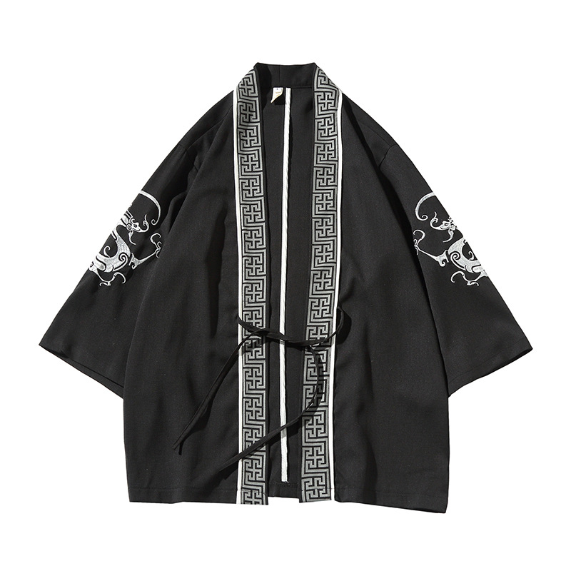 AliExpress new Chinese style round dragon embroidery three-quarter sleeve cardigan Hanfu sunscreen clothing men's Japanese loose jacket men - Image 20