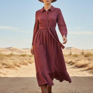 LN1604 In Stock Cross-border 2025 New European and American Fashion Retro Long-sleeved Bohemian Long Cotton Linen Dress