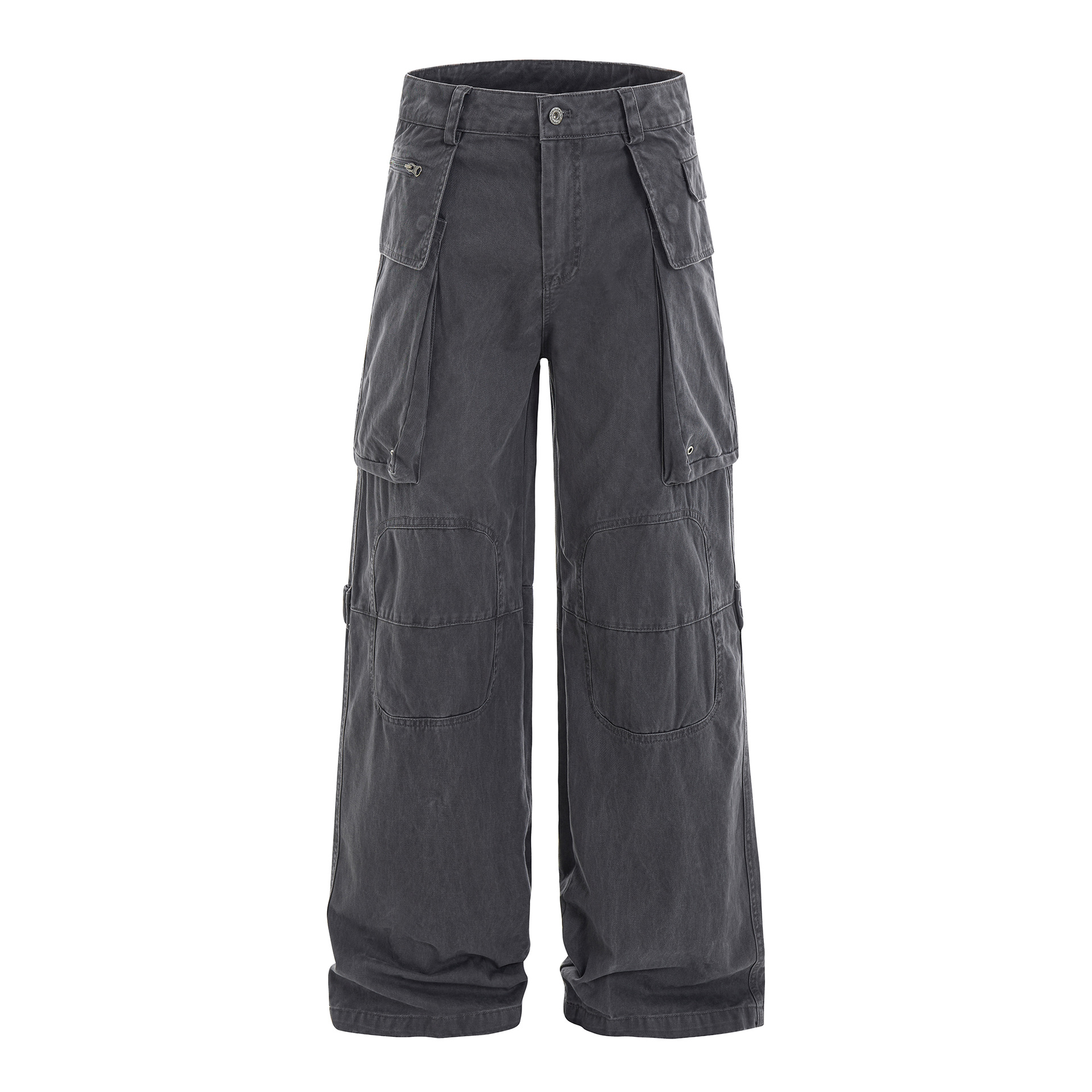 OREETA American retro cleanfit simple high-end overalls men and women street hip-hop distressed casual pants - Image 7