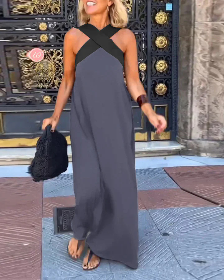 2025 summer new cross-border women's clothing Amazon AliExpress foreign trade long skirt cross sexy back dress - Image 7