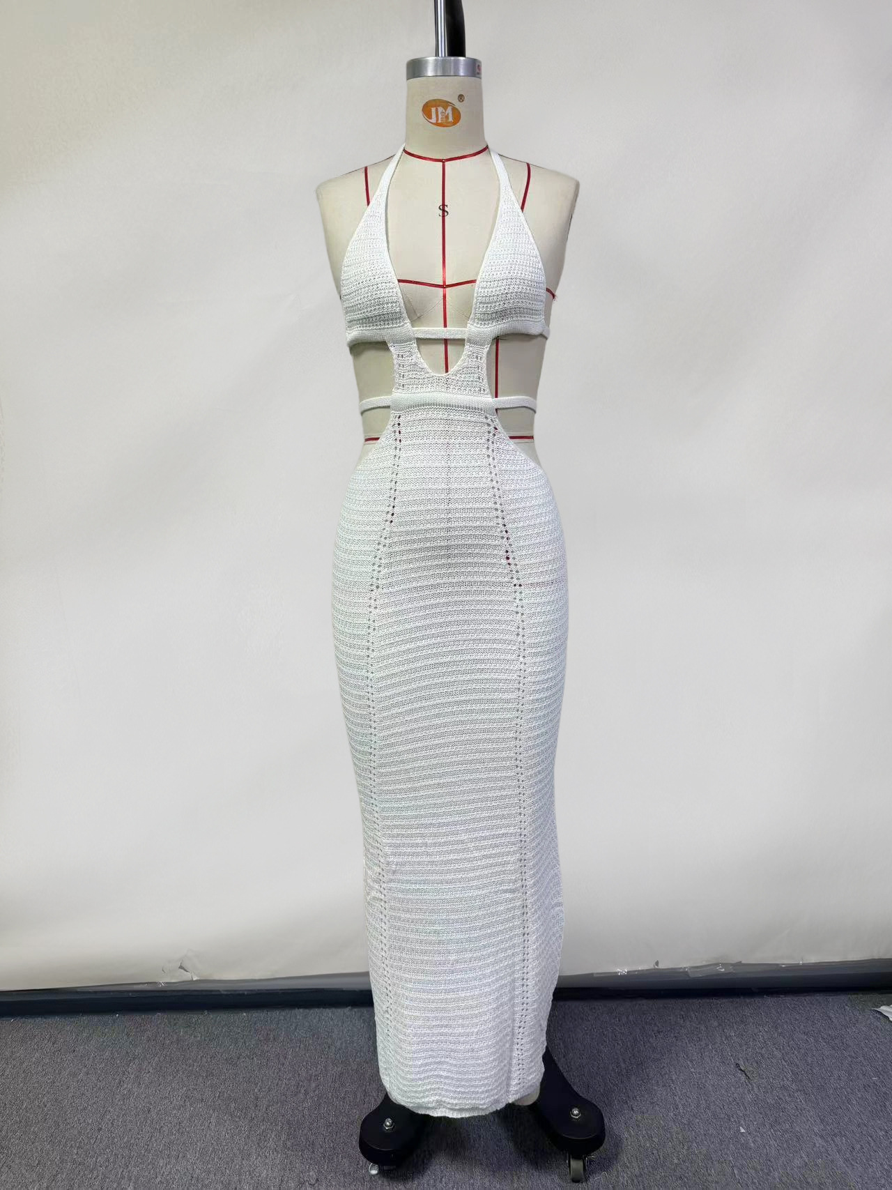 2023 European and American ins style hot selling new sexy street style pure desire halter neck wrap chest hollow lace dress female - Image 15