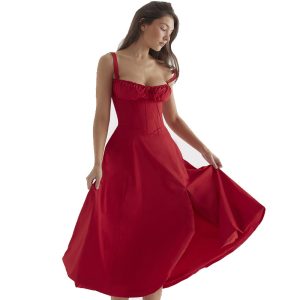 Women's Solid-Color Suspender Dress